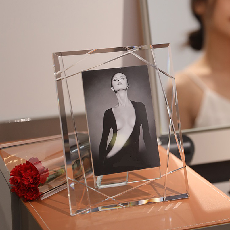 6 Inch 7 Inch Fashion Light Luxury Crystal Picture Frame Photo Rack Model Room Bedside Table Desk Photo Frame Table Ornaments