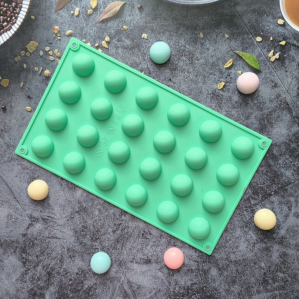 24 agujeros semicircular molde de pastel de silicona 3D esférico chocolate molde de dulces herramientas de horneado molde de hielo 437