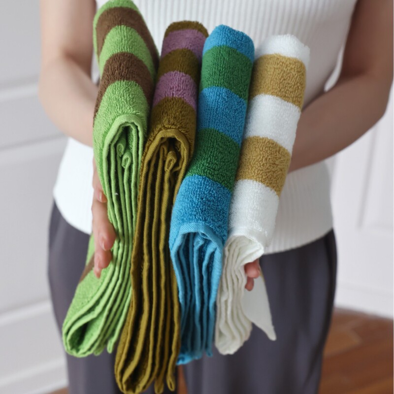 Sen Thin Stripesd Retro Cotton Towel Combed Modern Simple Style Skin-Friendly Towel Bath Towel