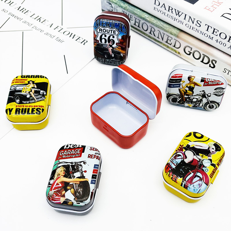 Mini Flip-Top Tinplate Small Box Retro Motorcycle Matchbox U Disk Headphone Box Small Parts Fish Hook Storage Box Mini Flip-Top Tinplate Small Box Retro Motorcycle Matchbox U Disk Headphone Box Small Parts Fish Hook Storage Box