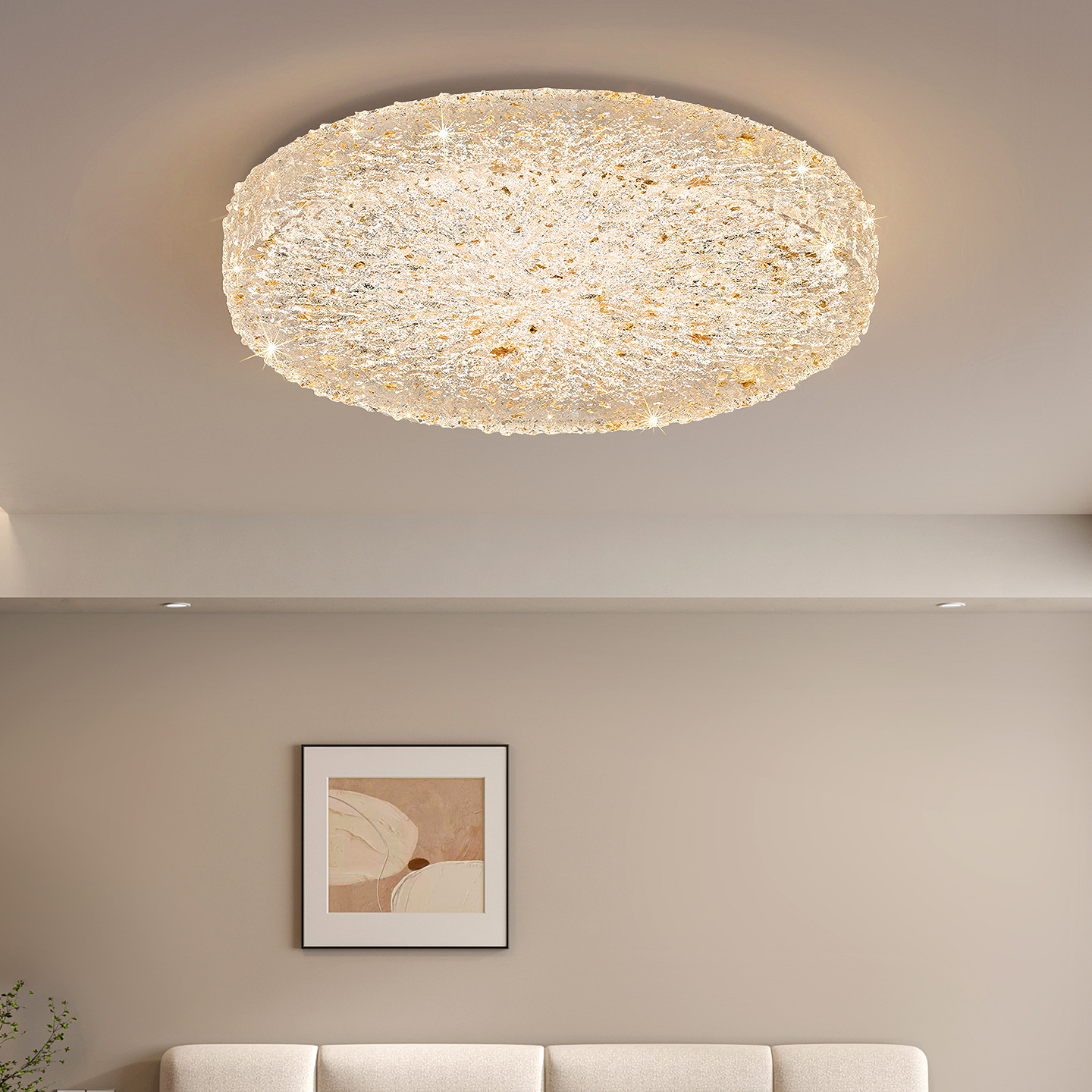 Resina hielo grieta lámpara de techo del dormitorio 2026 nuevo estilo italiano lujo ligero de alto nivel sensación de dormitorio principal lámpara de sala de estudio 686L
