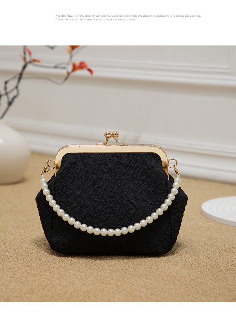 블랙 (진주 팔, 긴 체인 없음)