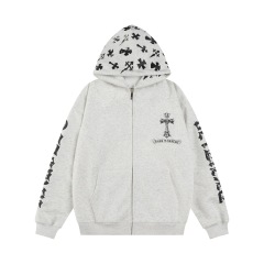 纵驰衣社美式复古斑驳印花连帽卫衣秋季宽松百搭双帽设计感外套