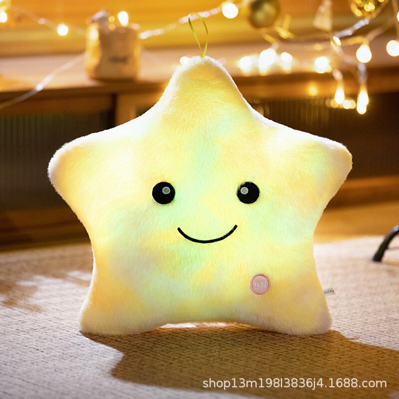 【越境限定価格】クリエイティブ カラフル ウサギ毛 タイダイ 発光五芒星枕 発光枕 五芒星|undefined