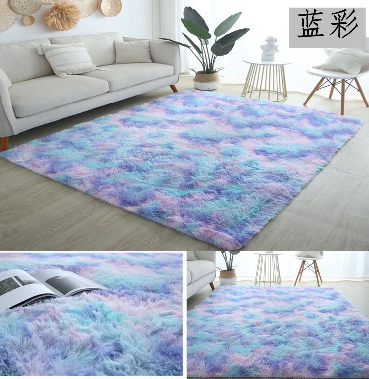 Alfombra de Lana de Seda con Tinte Anudado de Pelo Largo para Comercio Exterior y Dropshipping, para Sala de Estar, Dormitorio, Junto a la Cama, Resistente a las Manchas y Fácil de Cuidar, Alfombra para Sala de Estar.
