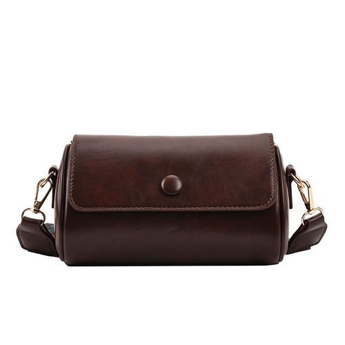 Retro small bag women's bag niche  new trendy autumn and winter versatile wideband single shoulder crossbody bag cylindrical bag