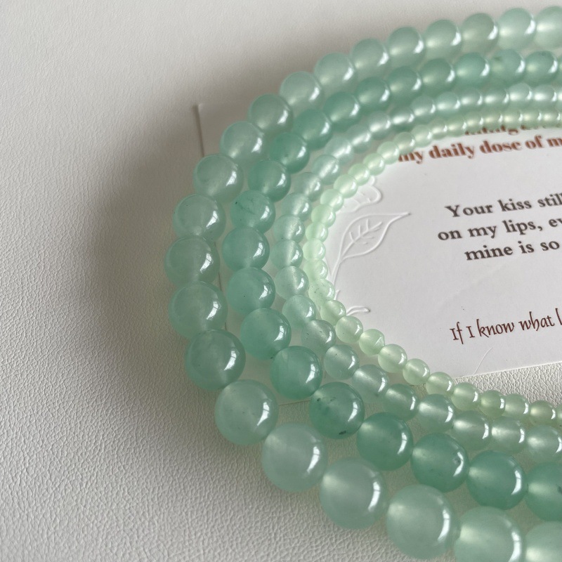 天蓝色玉石散珠石英岩玉天空蓝diy饰品配件圆珠散珠马卡龙色批发