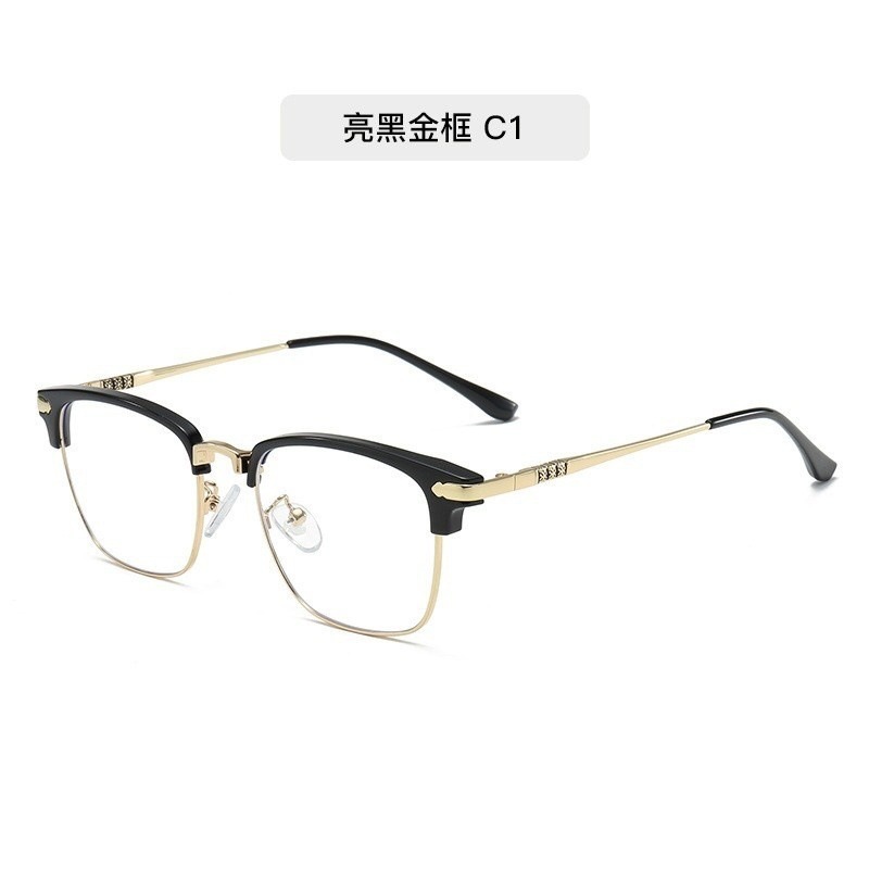 TR90 temperamento negro oro medio marco marco de gafas de miopía para hombres puede equiparse con un número de grados marco de cejas de protección contra la luz azul medio marco de cejas mujeres
