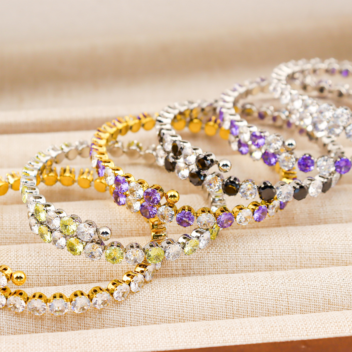 Brand solid color stone inlay with zircon
