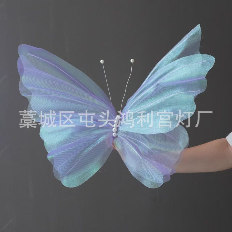 批发跨境户外仿真手工网纱花蝴蝶婚房礼品场景装饰|undefined
