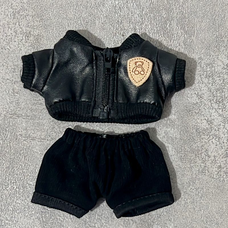 labubu娃衣搪胶公仔17cm一二三代坐坐派对拉布布衣服耳机皮衣套装|undefined