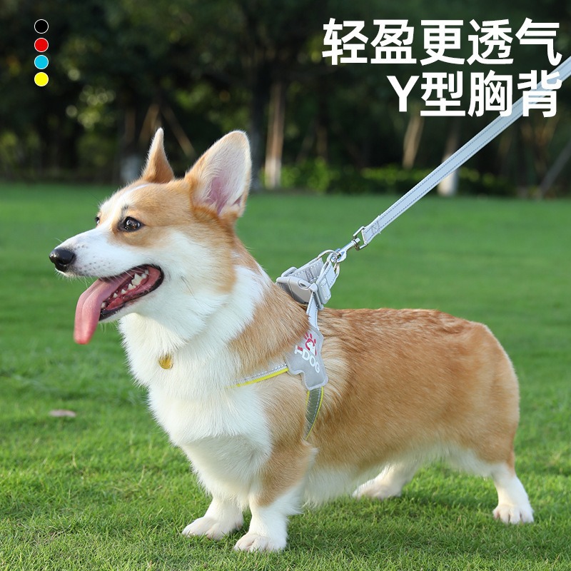 Cuerda de tracción, espalda de pecho de perro ajustable, golpe a prueba de explosiones, chaleco de cuerda de perro reflectante, cuerda de perro mediano y grande, suministros para mascotas