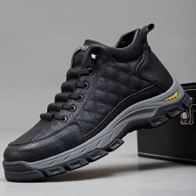 雪地靴男士2025秋季新款羊毛加绒棉鞋高帮鞋男潮真皮工作轻便男鞋
