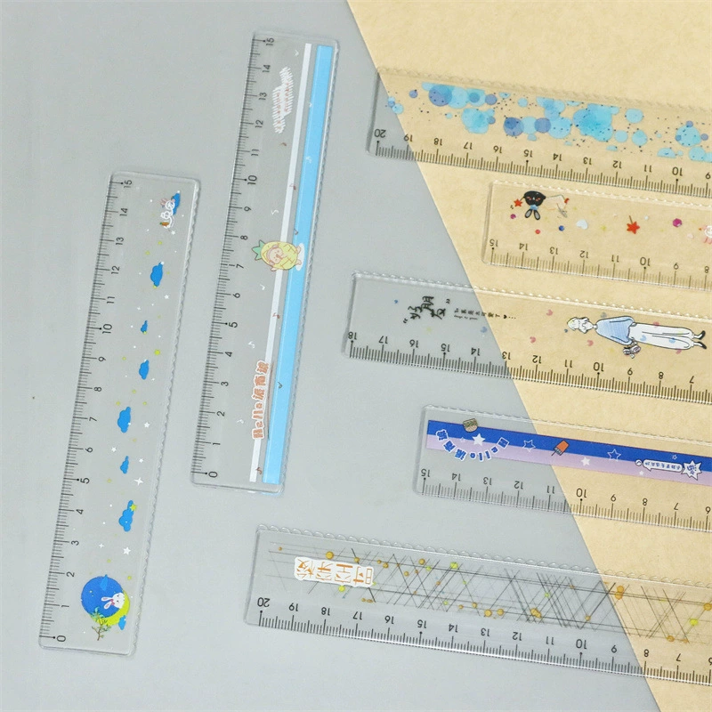 Gimen giant door stationery wave ulnar elementary school students 18/20cm centimeter plastic scale learning wave line