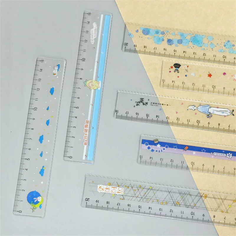 Gimen giant door stationery wave ulnar elementary school students 18/20cm centimeter plastic scale learning wave line