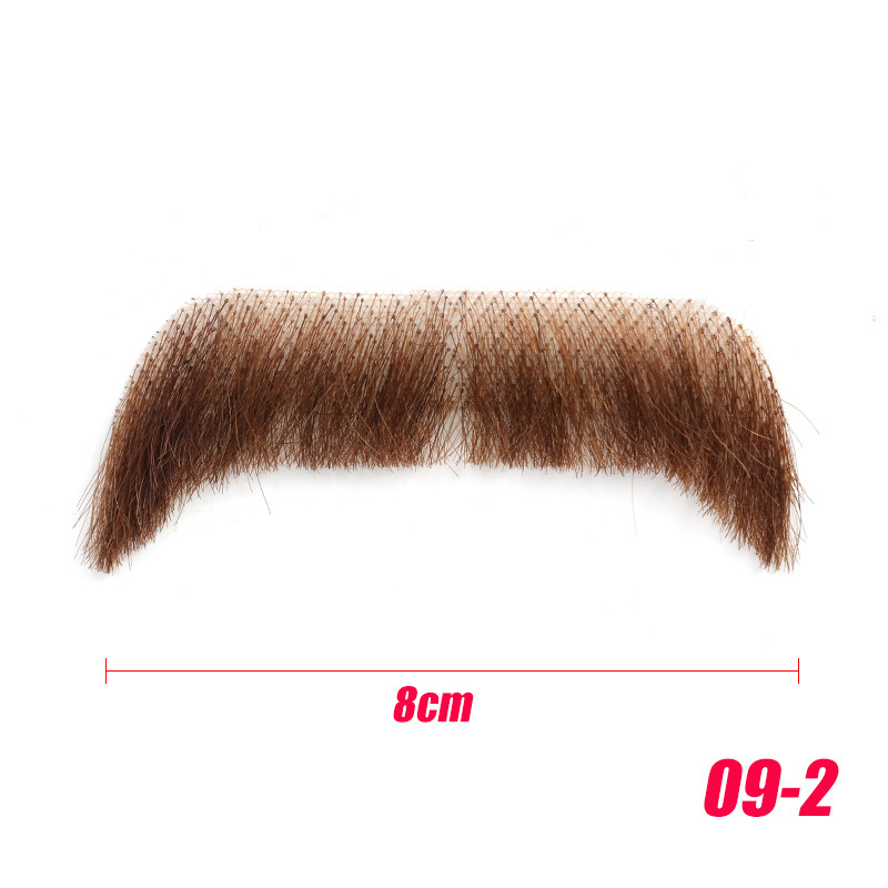 Barba falsa transfronteriza, barba falsa tejida a mano completa, cabello real sin costuras para hombres, cejas falsas, cuernos falsos, accesorios de cine y televisión