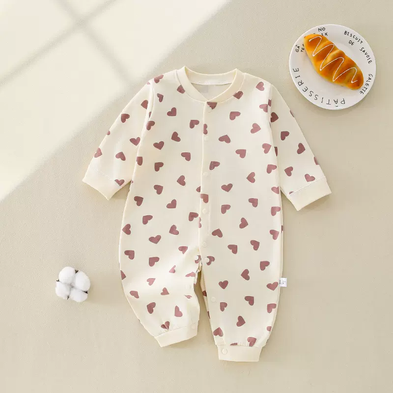 婴儿连体衣春秋精梳棉外穿男女宝宝长袖哈衣新生儿衣服新款爬服