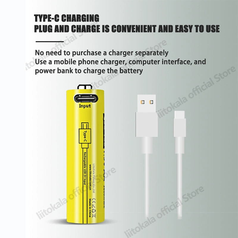 LiitoKala USB-T36 1.5V акумулятор AA перезаряжаемый + 1 в комплекте с 4 Type-C
