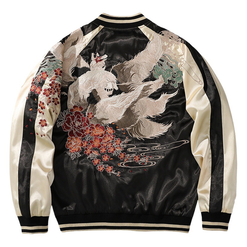 Chaqueta bordada de zorro de nueve colas de la nueva industria pesada transfronteriza otoño e invierno marca de moda china otoño e invierno chaqueta para niños chaqueta gruesa