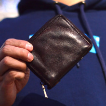 男士真皮钱包拉链短款竖款皮夹小巧手工植鞣纯头层牛皮潮做旧复古