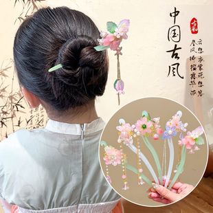 Ancient Style Han Dynasty Hairpins for Girls, Hairpins for Kidsren, Ancient Costume Headwear, Chinese Style Step-By-Step Tassel Hairpins, Hair Accessories