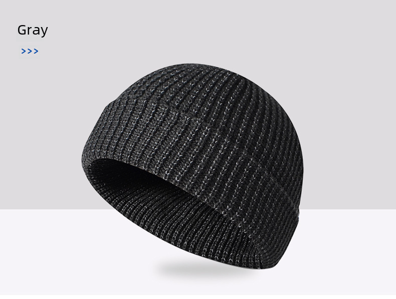 Chapéu de malha de seda refletivo noturno, esportes ao ar livre de inverno, chapéu refletivo, chapéu de corrida, chapéu de aviso de personalidade, chapéu de melão_voghion.com