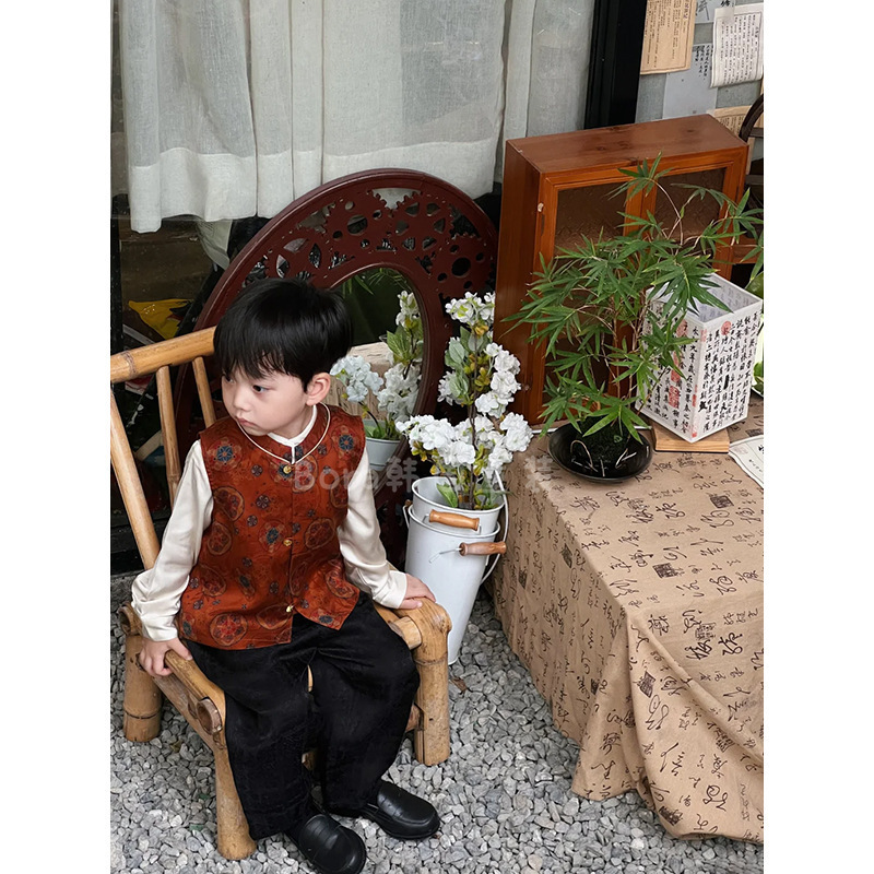 男童中秋节汉服儿童秋装2025新款新中式唐装宝宝高端时尚帅气套装|undefined