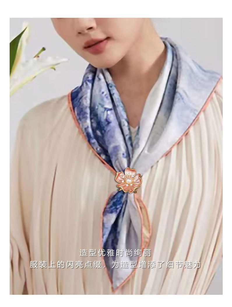 法式复古山CHA花丝巾扣时尚优雅花朵方巾扣新品爆款