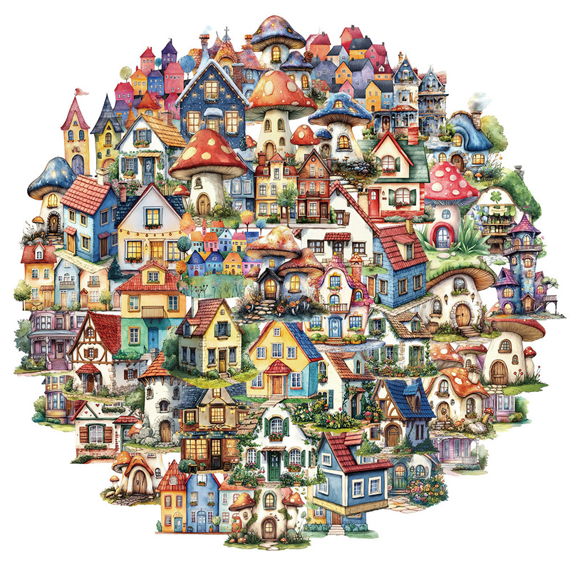 50 Sheets/Pack of Fun Fairy Tale House Pet Material Stickers DIY Suitcase Speaker Water Cup Notebook Waterproof Stickers