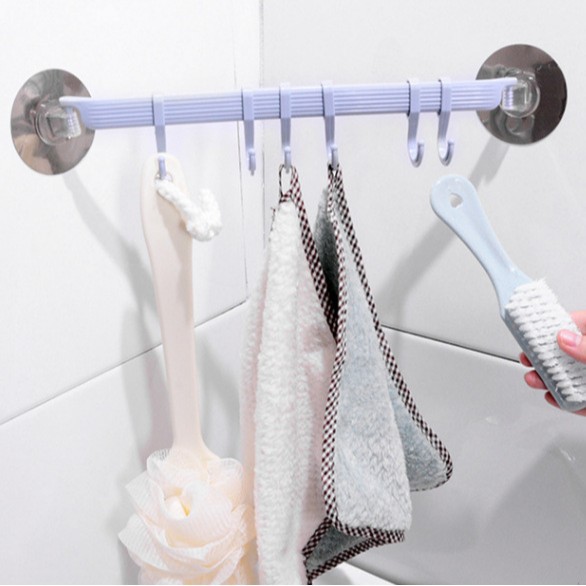 家用免打孔六连排衣帽挂钩无痕浴室收纳钩厨房粘钩壁挂6连钩批发