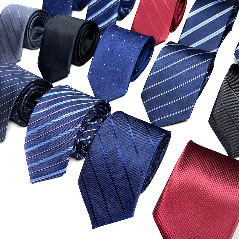 男士领带批发厂家新款商务正装结婚色织8CM西装衬衫条纹黑蓝红