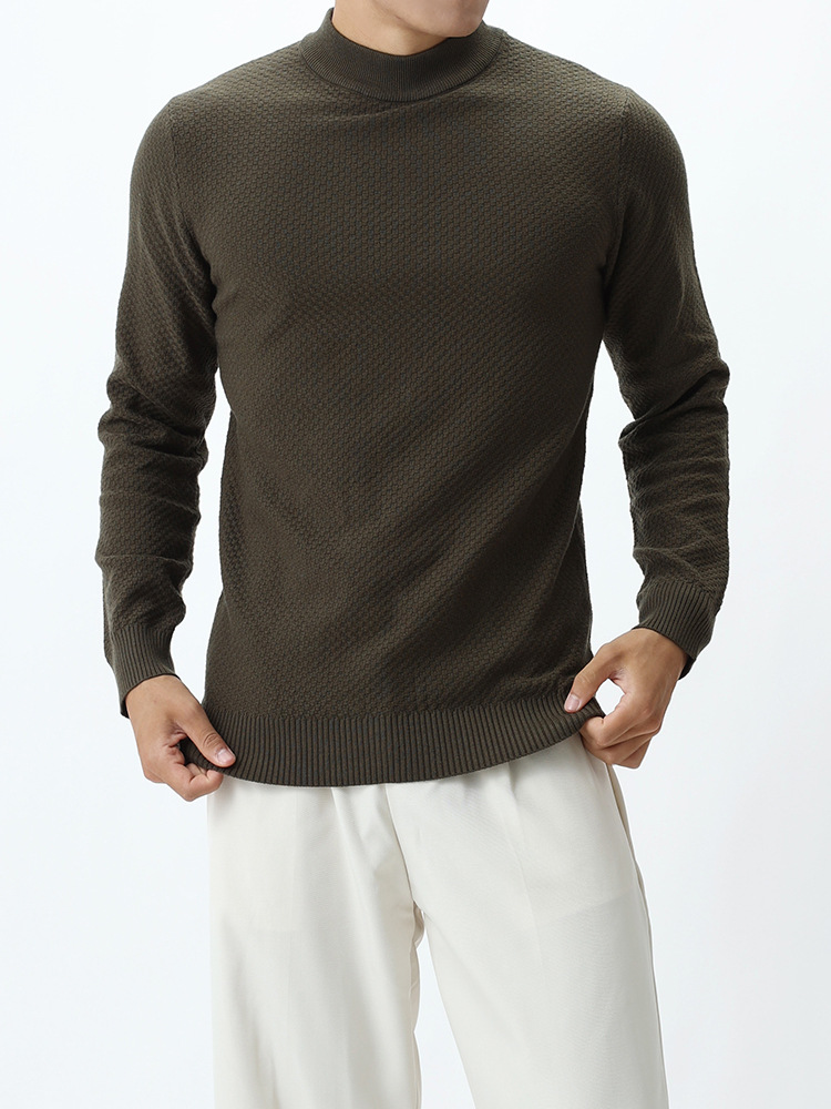 Hombre otoño y invierno hombre medio cuello alto piña camiseta de base hombre jersey de punto hombre caliente camiseta de base delgada