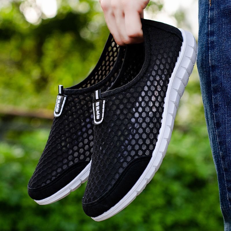 Breathable Shoes Men's Mesh Mesh Shoes Summer Breathable Hollow Sandals Men's Cloth Shoes Casual Sports Slip-On Mesh Shoes