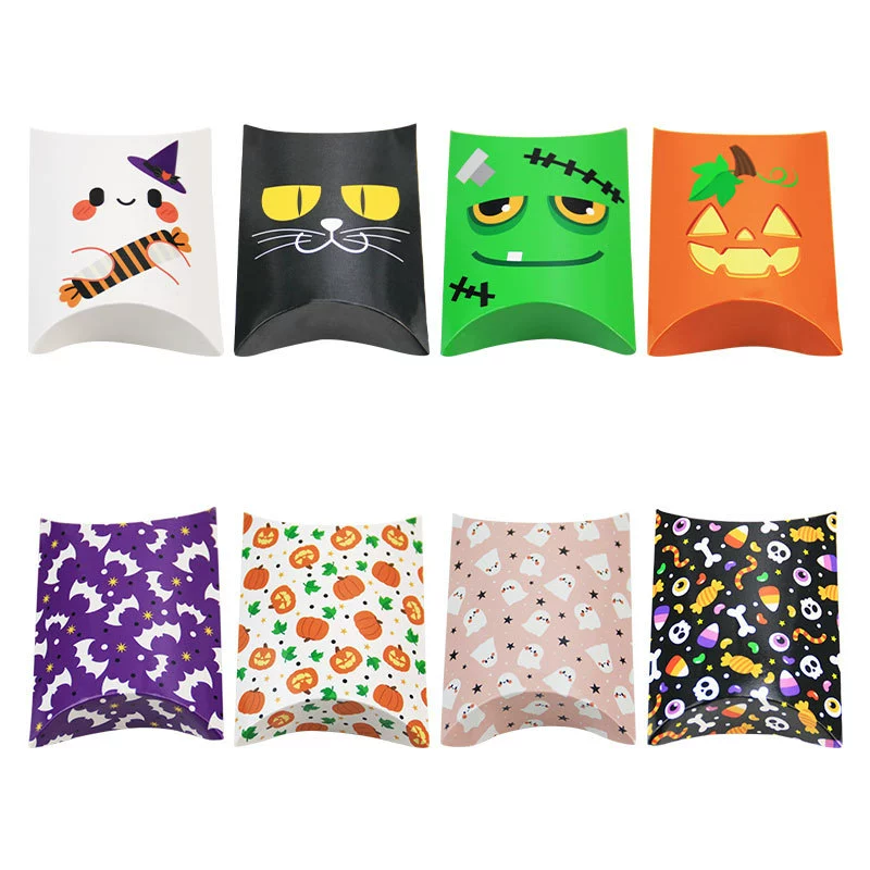 Новая коробка для сахара, коробка для подушек на Хэллоуин, тыква, призрак, коробка для конфет, упаковка для Хэллоуина, летучая мышь, мумия, бумажная коробка