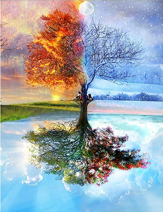 Кристальная живопись (Yiwu) 5D полный набор страз Moon & Landscape DIY, 30×40 см, струйные кристаллы