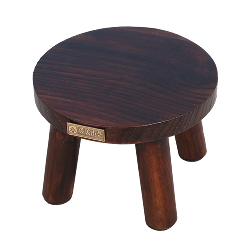 Wholesale solid wood stool, small wooden bench, compact stool, household low stool, living room round ottoman, shoe-changing bench, thickened design for children