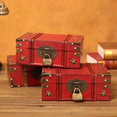 European-style antique effect storage dressing table cosmetic storage box shooting scene props small wooden box wholesale