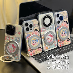 しんちゃんkt猫スタンドはアップル15/16promax携帯ケースiPhone16全包12新アニメを適用している