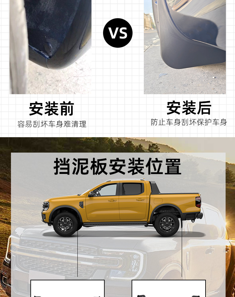 Suitable for Ford Ranger Mudguards 2024-26 Modification Accessories Mud Flaps