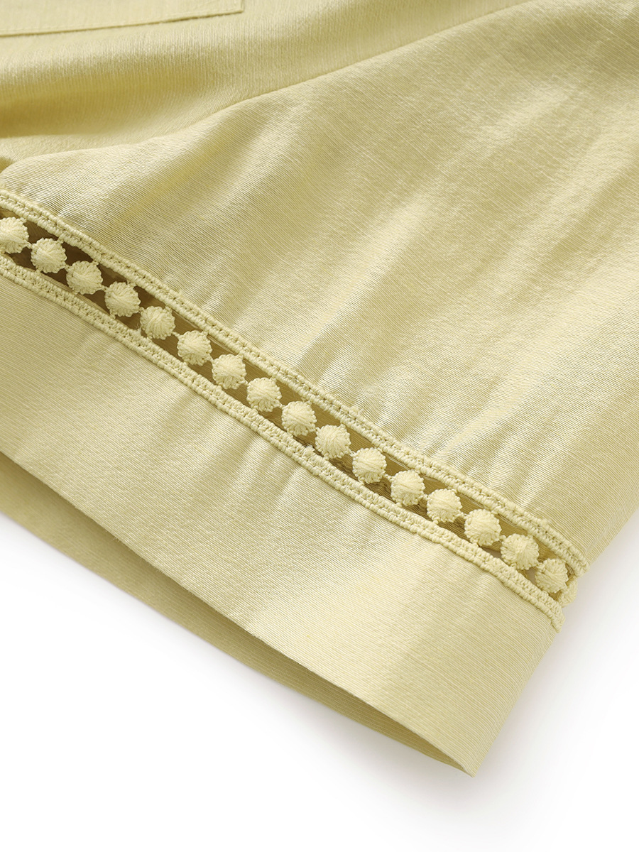 Áo sơ mi khoác pha vải lanh Tencel tay dài + quần short rộng thùng thình bộ hai mảnh mùa hè — Màu trắng