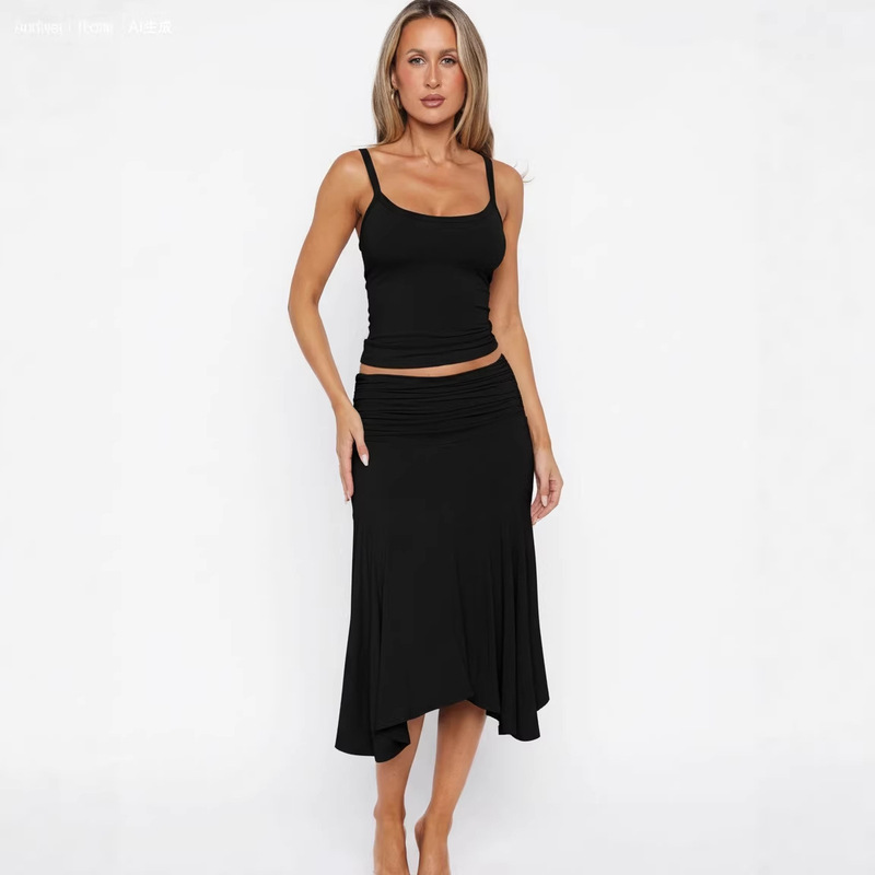 G25S336-European and American Cross-Border Sexy Simple Casual Suspender Skirt Dress Set G25S336-European and American Cross-Border Sexy Simple Casual Suspender Skirt Dress Set