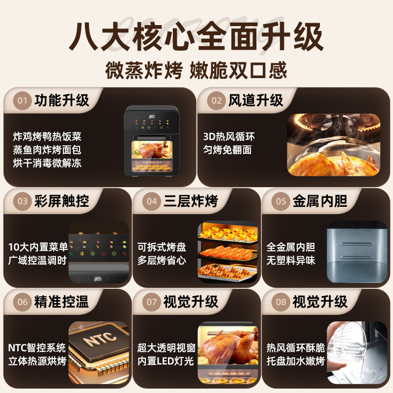 2025新款空气炸锅小型家用电烤箱微波炉三合一体机官方旗舰店金属|undefined