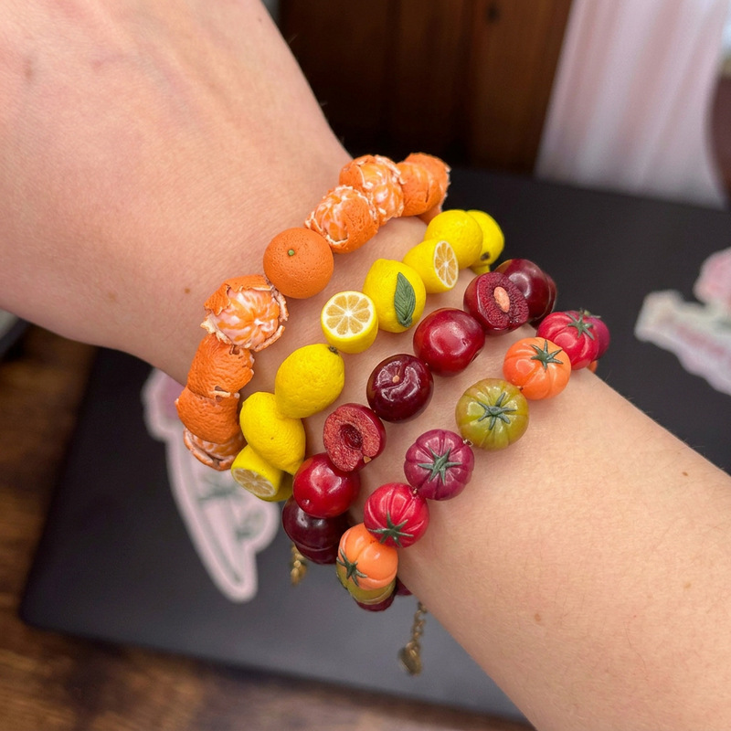 European and American Ins-Style Realistic Fruit Bead Bracelets: Apple, Lemon, Blueberry, Orange, Fun and Unique Jewelry for Girls European and American Ins-Style Realistic Fruit Bead Bracelets: Apple, Lemon, Blueberry, Orange, Fun and Unique Jewelry for Girls