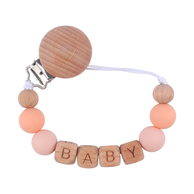 Nuevos suministros para bebés Haya clip redondo Cadena de pezón calmante bebé contraste color cuentas de silicona mordedura pezón cadena anti-caída