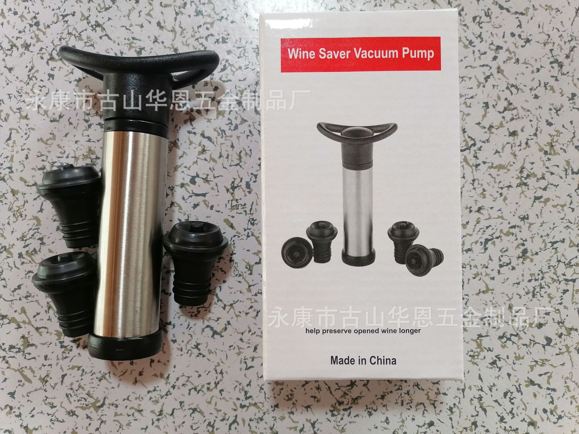 Tapón de vino/champán de acero inoxidable con bomba de vacío, venta directa