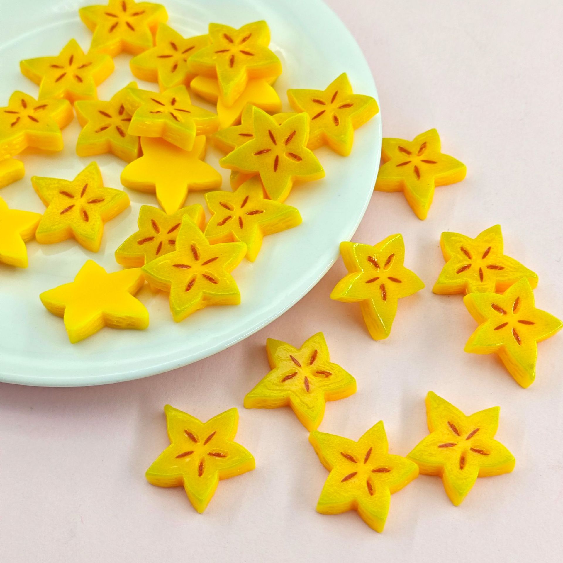 仿真杨桃片 树脂配件卡通diy奶油胶发夹饰品摆件装饰微缩水果食玩