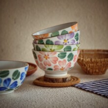 日式美浓烧陶瓷碗家用高颜值和风樱花餐具套装手绘浮雕米饭碗送人