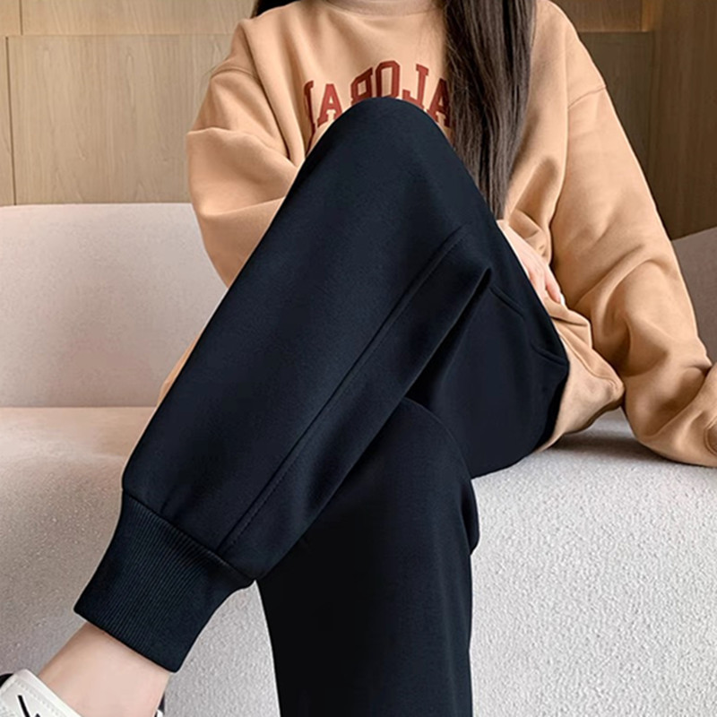 솔리드 컬러 스크류 블랙 팬츠 얇은 스타일