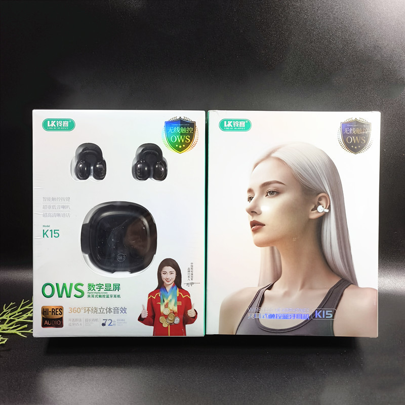 Los auriculares Bluetooth de la pinza auricular de lingke no pueden mostrar el número de auriculares. la cápsula espacial transparente de conducción auricular tiene un bajo pesado en Stock.