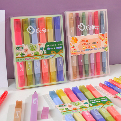 Scented double-ended highlighter ins girl's heart account watercolor pen student high-looking key boxed marker pen